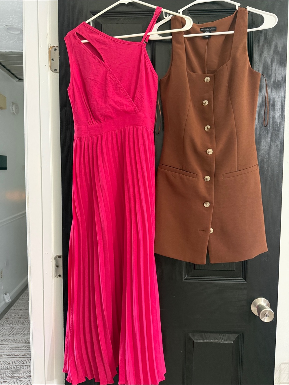 Bright Pink One-Shoulder Pleated Maxi Dress